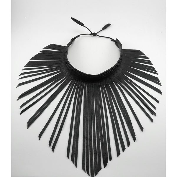 Black Tassel Leather Necklace