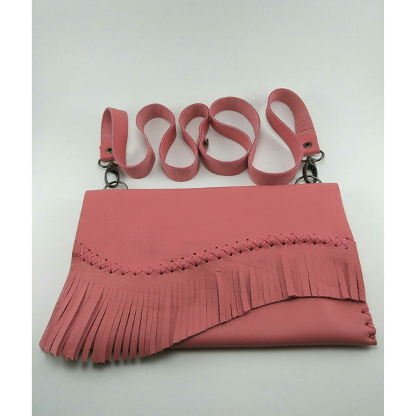 Pink Leather Bag With Tassel Detail