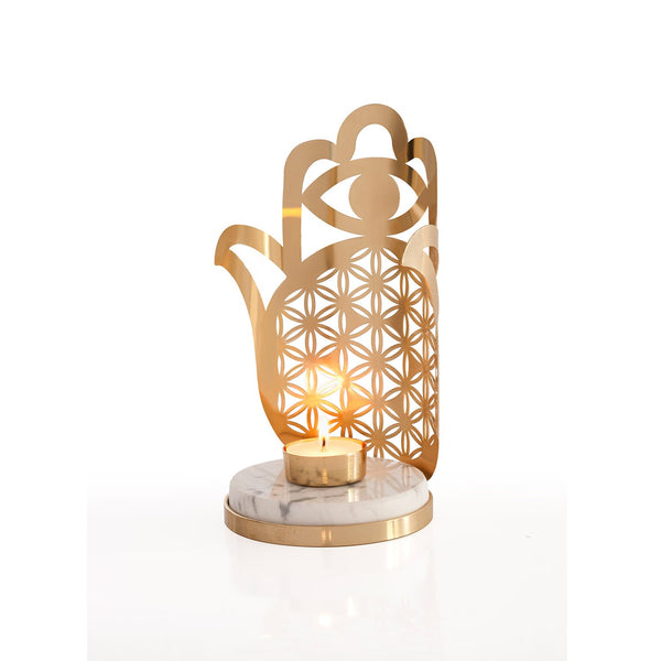 Fatma's Hand Candlestick Brass Carrara