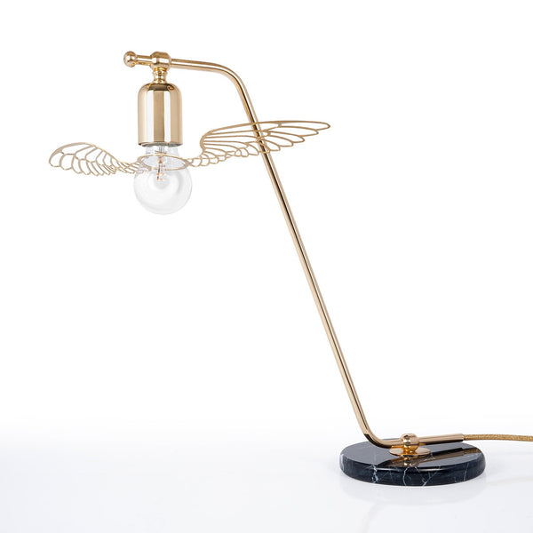 Angel Wing Brass Table Lamp Black