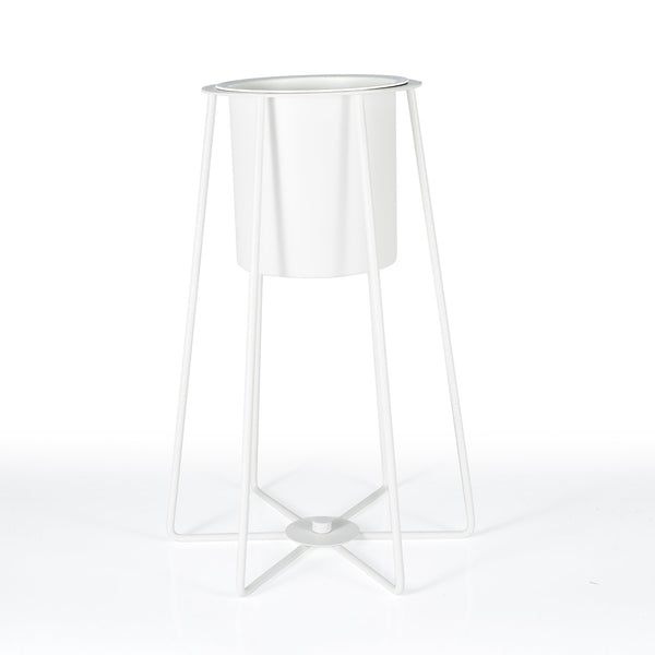 Wired Small White Decorative Plant Stand White Flower Pot