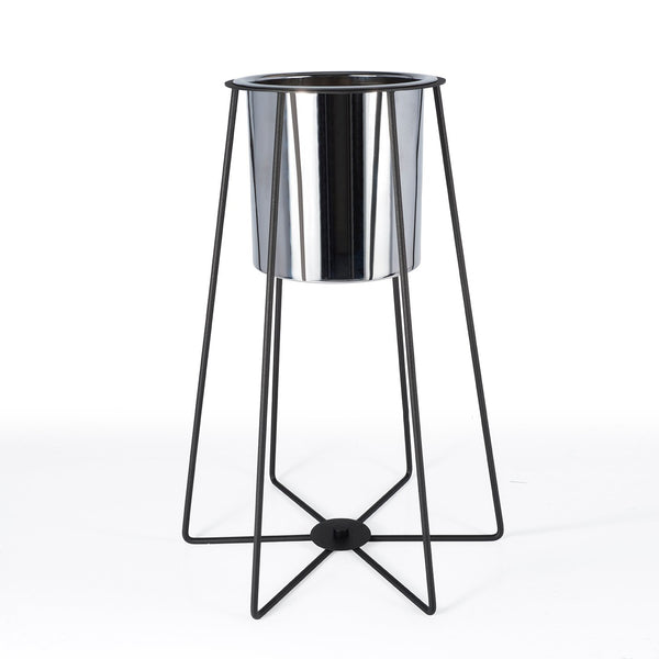 Wired Large Decorative Plant Stand Chrome Flowerpot