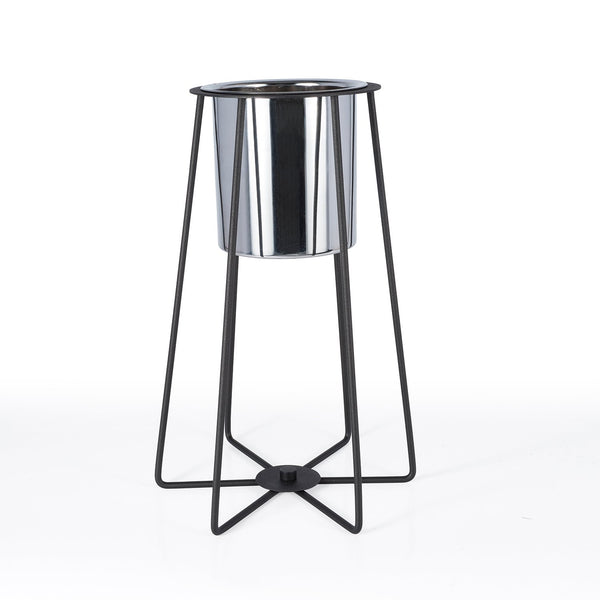 Wired Small Decorative Plant Stand Chrome Flowerpot
