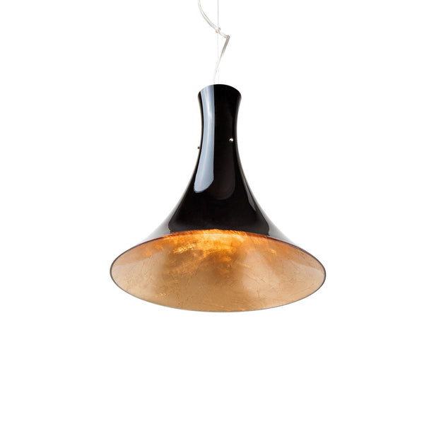 Funnel Black Conical Glass Pendant Lamp