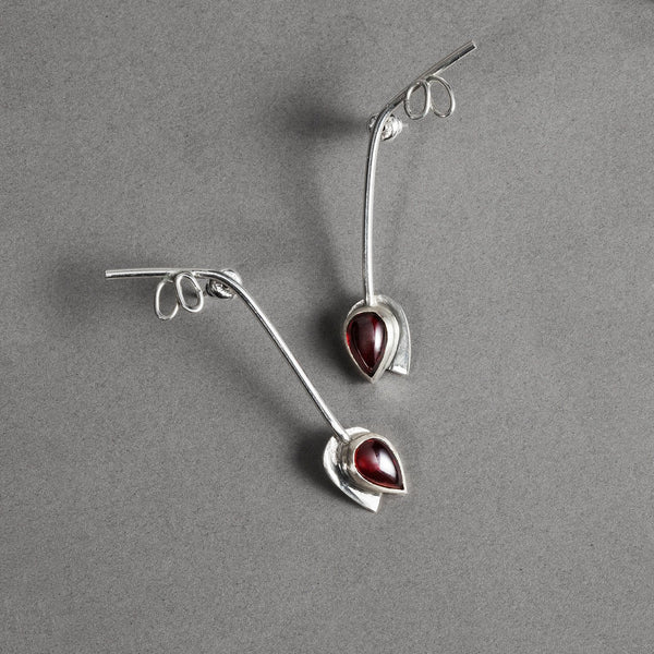 Tulip Silver Earring