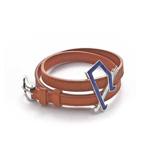Intersection Leather Bracelet - Oranj Cobalt Enamel