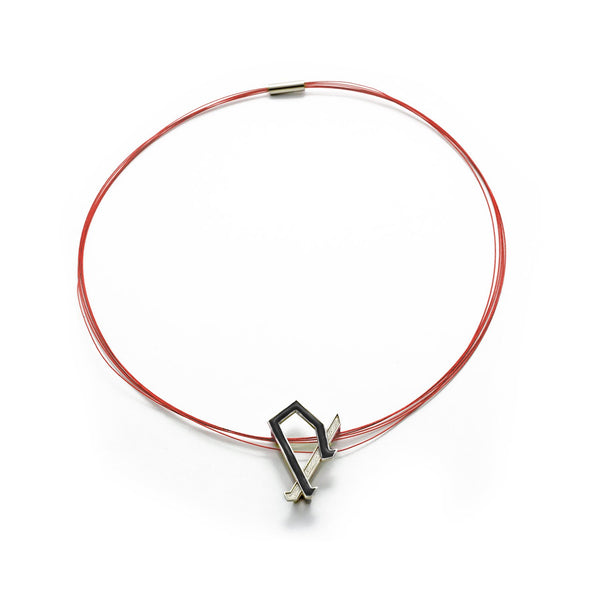 Intersection Necklace - Red Black Enamel